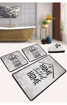 Casa Djt 3 Lü Set Banyo Halısı Paspas Klozet Takımı Gri Casa Djt 3 Lü Set Banyo Halısı Paspas Klozet Takımı Gri