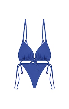 İpli Üçgen Dokulu Bikini Takımı Mavi İpli Üçgen Dokulu Bikini Takımı Mavi