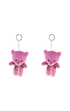 Pelüş Ayıcık Anahtarlık İkili Set Fuşya 12 Cm