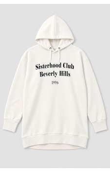 Markapia Kadın Kapüşonlu Yazı Baskılı Tunik Sweatshirt Ekru Markapia Kadın Kapüşonlu Yazı Baskılı Tunik Sweatshirt Ekru