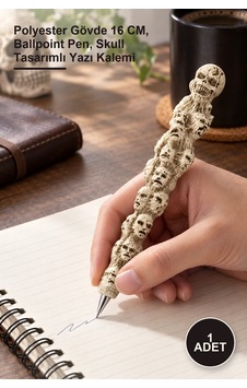 1 Adet Kurukafa Tükenmez Kalem Polyester Gövde 16 Cm, Ballpoint Pen, Skull Tasarımlı Yazı Kalemi - 1 Adet Kurukafa Tükenmez Kalem Polyester Gövde 16 Cm, Ballpoint Pen, Skull Tasarımlı Yazı Kalemi -