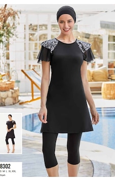 Maresiva Kadın Likralı Kolları Tül Detaylı Yarı Tesettür Mayo 001 Maresiva Kadın Likralı Kolları Tül Detaylı Yarı Tesettür Mayo 001