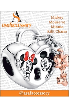 Mickey Mouse Ve Minnie Kilit Charm Gümüş Mickey Mouse Ve Minnie Kilit Charm Gümüş