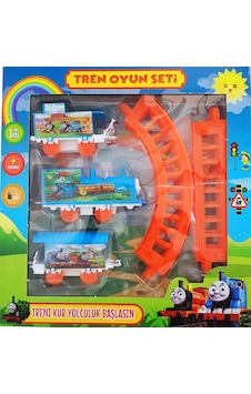 Pilli Tren Seti Raylı Vagonlu Oyuncak Thomas Lokomotif Tren Mavi