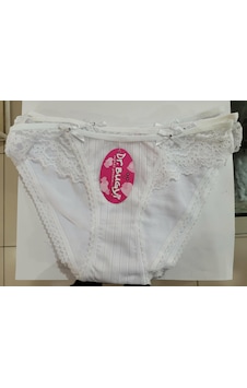 Bugy Penye Dantelli Kadın Slip Külot V56 Beyaz Bugy Penye Dantelli Kadın Slip Külot V56 Beyaz