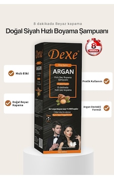 Dexe 8 Dakikada Hızlı ve Pratik Doğal Siyah Saç Boyama Şampuanı 420 ML