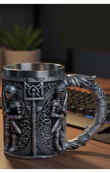 Şövalye Zırhı Tasarımlı Dekoratif Kupa - Ortaçağ Temalı Paslanmaz Çelik Mug Özel Tasarım Çok Renkli Şövalye Zırhı Tasarımlı Dekoratif Kupa - Ortaçağ Temalı Paslanmaz Çelik Mug Özel Tasarım Çok Renkli