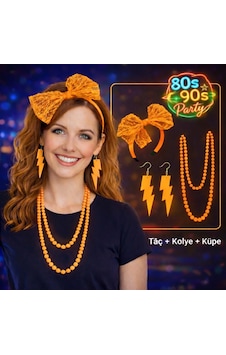 80 Ler 90 Lar Neon Turuncu Parti Seti Kolye Küpe Taç Diğer 80 Ler 90 Lar Neon Turuncu Parti Seti Kolye Küpe Taç Diğer