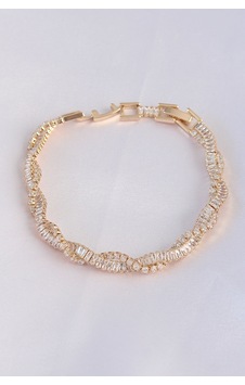 Vip Seri Pirinç Zirkon Taşlı Gold Renk Sarmal Model Bileklik - Tj-bb6083