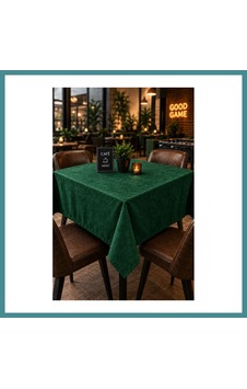 Trendexa Kahve Cafe Kıraathane Masa Örtüsü 140x140cm Yeşil Renk Mac
