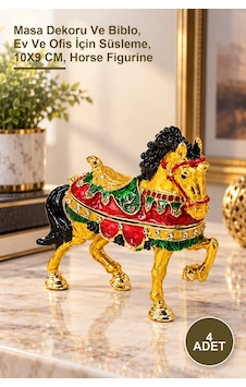 4 Adet Taşlı At Figürü Masa Dekoru Ve Biblo, Ev Ve Ofis İçin Süsleme, 10x9 Cm, Horse Figurine 1