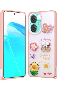 Realme C55 Kılıf Parlayan Simli Kabartma Figürlü Zore Cevze Kapak Pembe Realme C55 Kılıf Parlayan Simli Kabartma Figürlü Zore Cevze Kapak Pembe