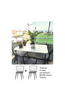 Wood İdea 60x90 Metal Ayaklı 2 Sandalyeli Yemek, Balkon Ve Mutfa Wood İdea 60x90 Metal Ayaklı 2 Sandalyeli Yemek, Balkon Ve Mutfa