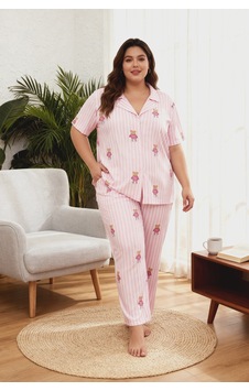 Laperissa Curve Pembe Çizgili Ayıcık Desenli Gömlek Yaka Örme Pijama Takımı Laperissa Curve Pembe Çizgili Ayıcık Desenli Gömlek Yaka Örme Pijama Takımı