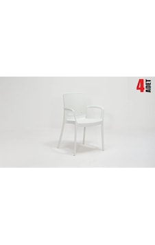 4 Adet Rattan Kollu Beyaz Sandalye Balkon Bahçe Teras Beyaz 4 Adet Rattan Kollu Beyaz Sandalye Balkon Bahçe Teras Beyaz