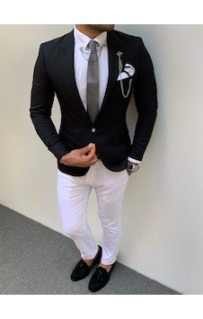 Modefendi Slim Fit Spor Ceket Kombini Siyah