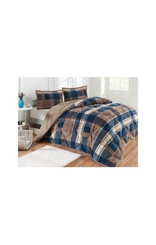 Comforter Tek Kişilik Yorgan Seti - Rida Indigo Kahverengi-mavi Comforter Tek Kişilik Yorgan Seti - Rida Indigo Kahverengi-mavi