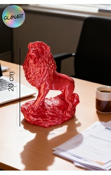 Hediyelik 3 Boyutlu Aslan Figürlü Masa Üstü Biblo Obje 3d Filamet Metalik Pembe1 Adet
