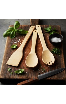 3'lü Bambu Mutfak Gereç Seti Doğal Spatula, Kaşık Ve Servis Çatalı Yapışmaz Tencer Sku: Mırstk4fdc02d049