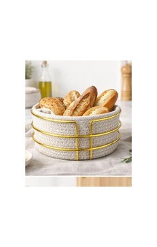Luxera Hasır Ekmeklik Sepet Gold Metal Detaylı Bezli Ekmek Sepeti Mutfak & Sofra İçin Meyvelik Altın Luxera Hasır Ekmeklik Sepet Gold Metal Detaylı Bezli Ekmek Sepeti Mutfak & Sofra İçin Meyvelik Altın