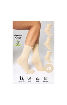Bamboo Star Bambu Kaydırmaz Taban Silikon Baskı Umre Tavaf Umre Hamile Yoga Krem Lastiksiz Çorap 3'lü Bamboo Star Bambu Kaydırmaz Taban Silikon Baskı Umre Tavaf Umre Hamile Yoga Krem Lastiksiz Çorap 3'lü