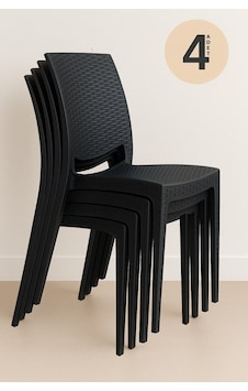 4 Adet Rattan Kolsuz Antrasit Sandalye Balkon Bahçe Teras Antrasit 4 Adet Rattan Kolsuz Antrasit Sandalye Balkon Bahçe Teras Antrasit