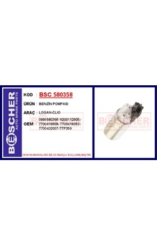 Bsc 580358 Benzin Pompası Logan-clıo 0986580358-8200112805-7700416968-77 - Bsc 580358 Benzin Pompası Logan-clıo 0986580358-8200112805-7700416968-77 -