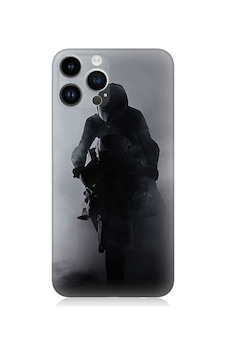 Apple Uyumlu iPhone 14 Pro  Motosiklet Sürücüsü Desenli Silikon Kılıf