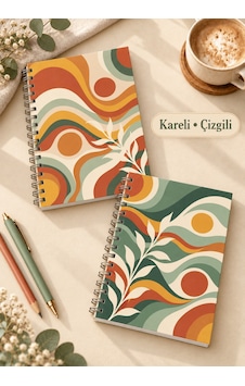 Retro Botanik Temalı 2'li Set A5 Metal Spiralli Çizgili-kareli Karton Kapak Retro Botanik Temalı 2'li Set A5 Çizgili-kareli Defter Çok Renkli Retro Botanik Temalı 2'li Set A5 Metal Spiralli Çizgili-kareli Karton Kapak Retro Botanik Temalı 2'li Set A5 Çizgili-kareli Defter Çok Renkli
