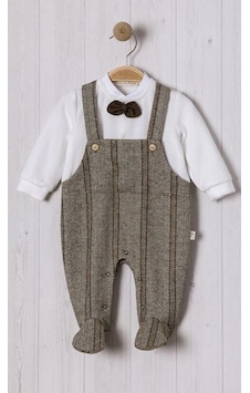 Lamato Baby Balıksırtı Salopet Papyonlu Bebe Erkek Tulum Haki Lamato Baby Balıksırtı Salopet Papyonlu Bebe Erkek Tulum Haki