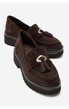 Luvi Shoes Marsy Kahverengi Süet Hakiki Deri Püsküllü Kadın Loafer Ayakkabı Luvi Shoes Marsy Kahverengi Süet Hakiki Deri Püsküllü Kadın Loafer Ayakkabı