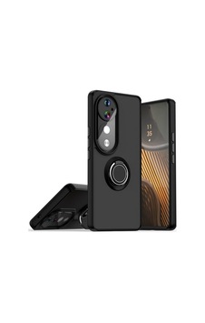 Vivo V40 Pro Uyumlu Kılıf Yüzüklü Standlı Extra Darbe Koruma Sert Silikon Kapak - Siyah Siyah Vivo V40 Pro Uyumlu Kılıf Yüzüklü Standlı Extra Darbe Koruma Sert Silikon Kapak - Siyah Siyah
