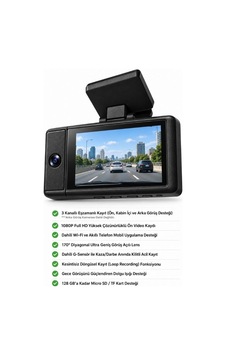 X12 3 Kanallı Wifi Araç İçi Kamera 1080p Fhd Gece Görüşlü G-sensörlü Dashcam X12 3 Kanallı Wifi Araç İçi Kamera 1080p Fhd Gece Görüşlü G-sensörlü Dashcam
