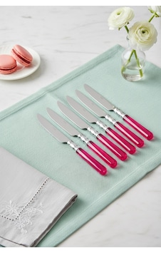 6 Lı Paslanmaz Çelik Pembe Tatlı Bıçağı Seti Açık Mavi - Altın 6 Lı Paslanmaz Çelik Pembe Tatlı Bıçağı Seti Açık Mavi - Altın