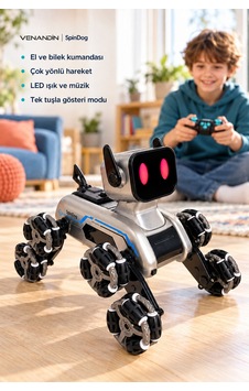 2950-1 Spindog Çift Kumandalı Işıklı Müzikli Robot Köpek, Şarjlı, 2,4 Ghz, 8 Tekerlekli, 6+ Yaş
