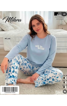 Miressa Büyük Beden Pijama Takımı Mavi Miressa Büyük Beden Pijama Takımı Mavi