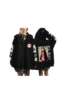 Tarzsokak Manga Baskılı Fermuarlı Sweatshirt Demon Slayer Mod.23 14550 Siyah Tarzsokak Manga Baskılı Fermuarlı Sweatshirt Demon Slayer Mod.23 14550 Siyah