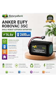 Anker Eufy Robovac 35c Uyumlu Robot Süpürge Bataryası 14.4v 2600mah Li-ion Şarj Edilebilir Pil Anker Eufy Robovac 35c Uyumlu Robot Süpürge Bataryası 14.4v 2600mah Li-ion Şarj Edilebilir Pil