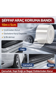 Şeffaf Tampon Çamurluk Bagaj Kapı Eşiği Koruyucu Şerit Eşik Koruma Bandı Şeffaf 10mt X 5cm X 0,6mm 10 Metre