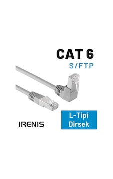 IRENIS CAT6 S/FTP Dirsek Kablo, 2 Metre Gri IRENIS CAT6 S/FTP Dirsek Kablo, 2 Metre Gri