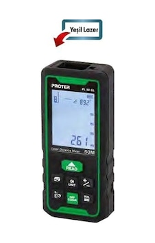 Proter Pl 100 Gl 100 Mt. Lazer Metre İç Ve Dış Alan Ölçüm Yeşil Lazer Pilli