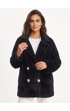 Onloox Kadın Siyah Siyah Pamuklu Peluş Dokulu Oversize Form Düğme Detaylı Cepli Astarlı Mont Onloox Kadın Siyah Siyah Pamuklu Peluş Dokulu Oversize Form Düğme Detaylı Cepli Astarlı Mont