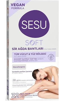 Sesu Soft Tüm Vücut ve Yüz Bölgesi Sir Ağda Bandı 32'li Sesu Soft Tüm Vücut ve Yüz Bölgesi Sir Ağda Bandı 32'li