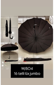 Rainwalker Lüx Jumbo Baston Şemsiye 16 Telli Siyah Rainwalker Lüx Jumbo Baston Şemsiye 16 Telli Siyah