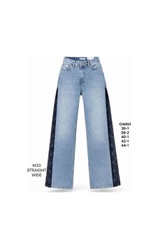 Miss Poem Kadın Orta Mavi Dantel Şerit Detaylı Straight Wide Jean Pantolon Miss Poem Kadın Orta Mavi Dantel Şerit Detaylı Straight Wide Jean Pantolon