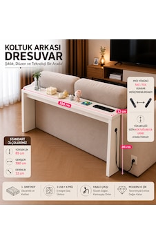 Koltuk Arkası Konsol Raf - 3 Usb + 4 Priz Girişli 1.sınıf Mdf Koltuk Arkası Raf Beyaz 180x85x12 Koltuk Arkası Konsol Raf - 3 Usb + 4 Priz Girişli 1.sınıf Mdf Koltuk Arkası Raf Beyaz 180x85x12