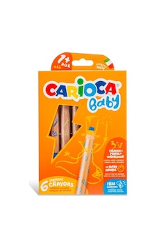 Carioca Baby Ahşap Gövde 3 İn 1 Jumbo Mum Boya 6 Renk