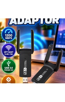 Çift Bant Wifi Adaptör 1200 Mbps Usb 3.0 Tak-çalıştır Özellikli Çift Bant Wifi Adaptör 1200 Mbps Usb 3.0 Tak-çalıştır Özellikli