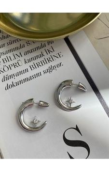 Yıldız Halka Altın Kaplama Kadın Küpe Çifti Gümüş Yıldız Halka Altın Kaplama Kadın Küpe Çifti Gümüş