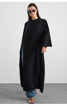 Olcay Derin Yırtmaçlı Oversize Uzun Tunik Siyah 9838 Olcay Derin Yırtmaçlı Oversize Uzun Tunik Siyah 9838